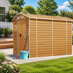 Sturdy Brown Metal Garden Shed for Outdoor Storage