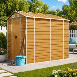 Sturdy Brown Galvanised Steel Garden Shed 191x555x198 cm
