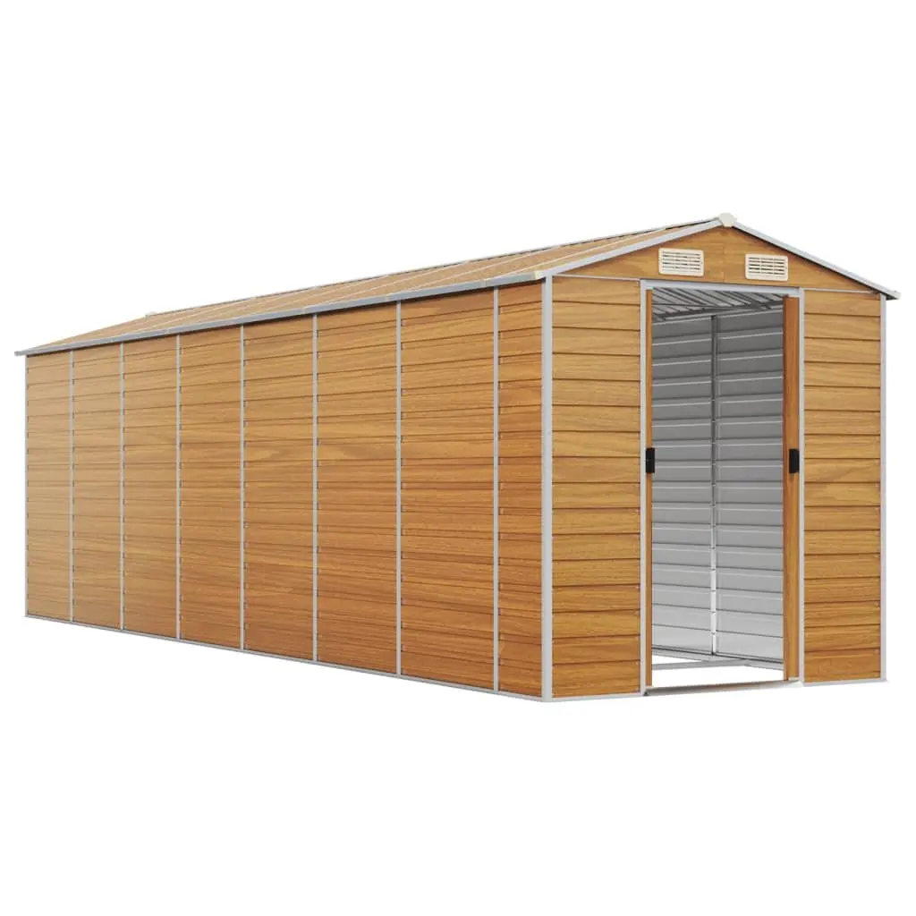 Garden Shed Galvanised Steel 191 x 640 x 198 cm Brown Outdoor Storage Tool House Organiser