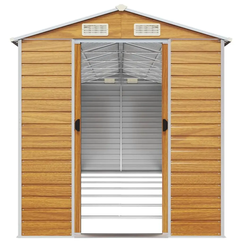 Garden Shed Galvanised Steel 191 x 640 x 198 cm Brown Outdoor Storage Tool House Organiser
