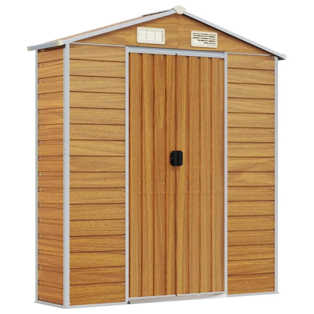 Garden Shed Galvanised Steel 191 x 640 x 198 cm Brown Outdoor Storage Tool House Organiser