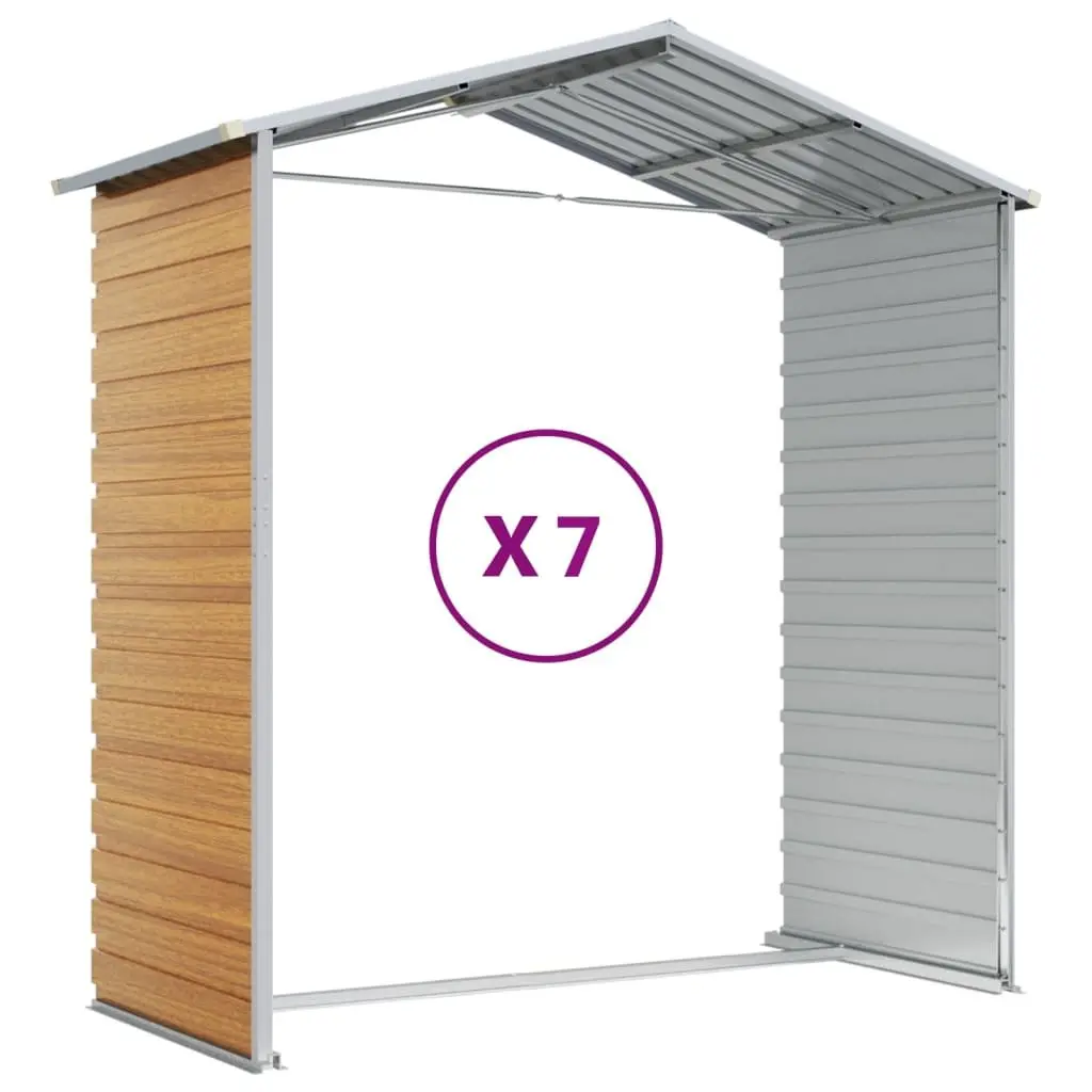 Garden Shed Galvanised Steel 191 x 640 x 198 cm Brown Outdoor Storage Tool House Organiser