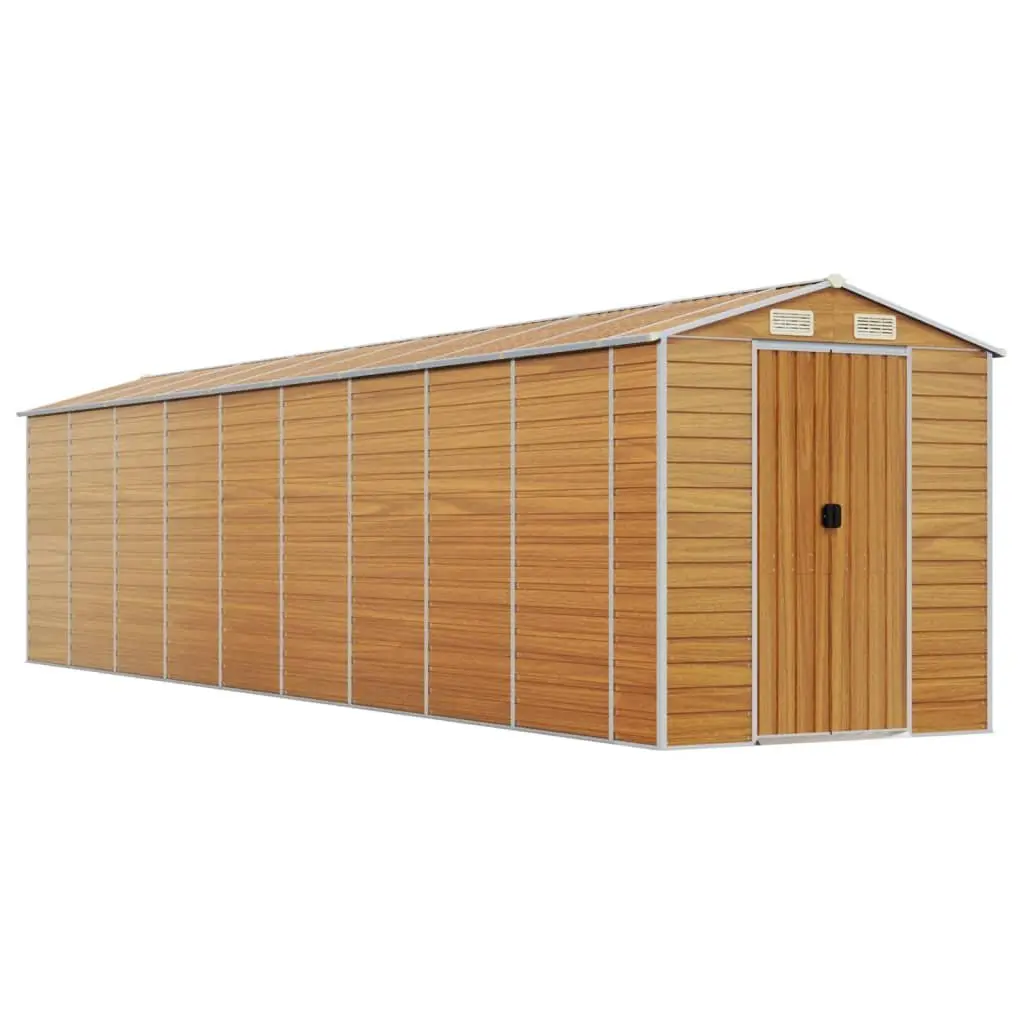Brown Galvanised Steel Garden Shed for Outdoor Storage