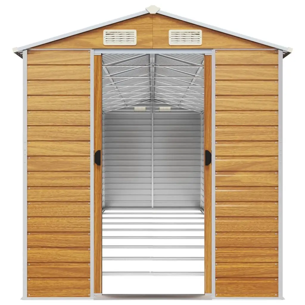 Brown Galvanised Steel Garden Shed for Outdoor Storage