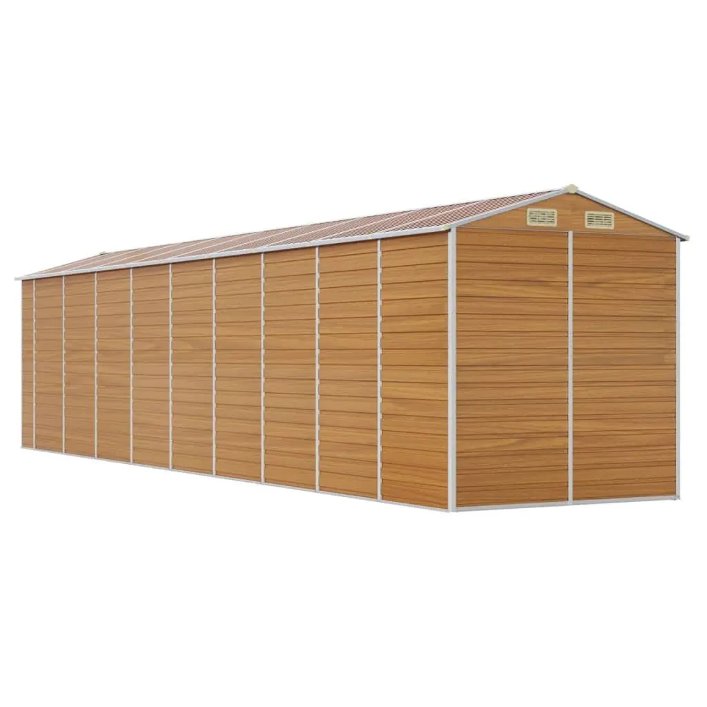 Brown Galvanised Steel Garden Shed for Outdoor Storage