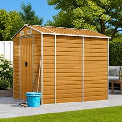 Durable Brown Galvanised Steel Garden Shed with Ventilation