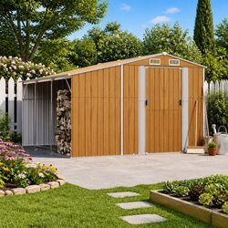Durable Brown Garden Shed for Outdoor Storage 277x279x179cm