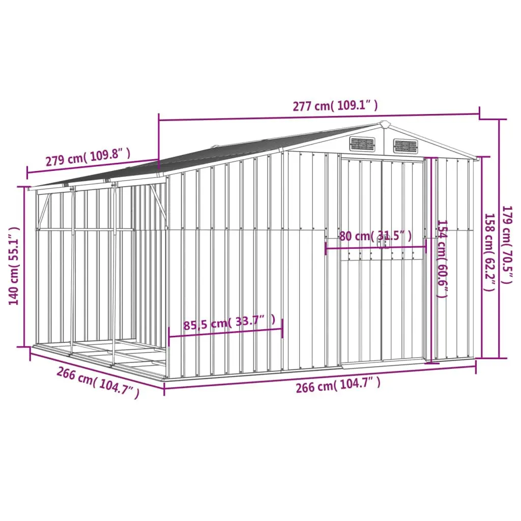 Brown Garden Shed for Outdoor Storage 277x279x179cm