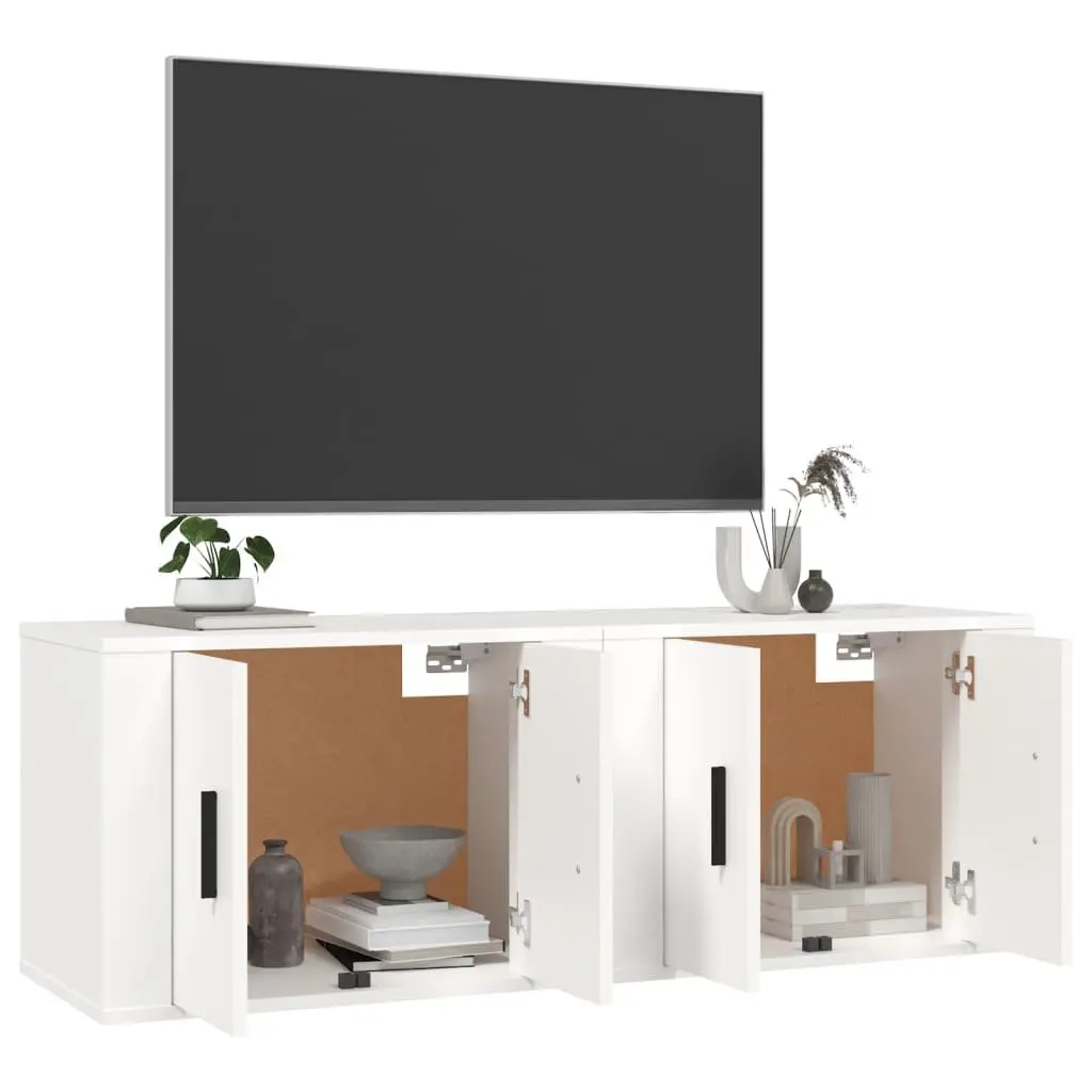 White Wall-Mounted TV Cabinet for Storage