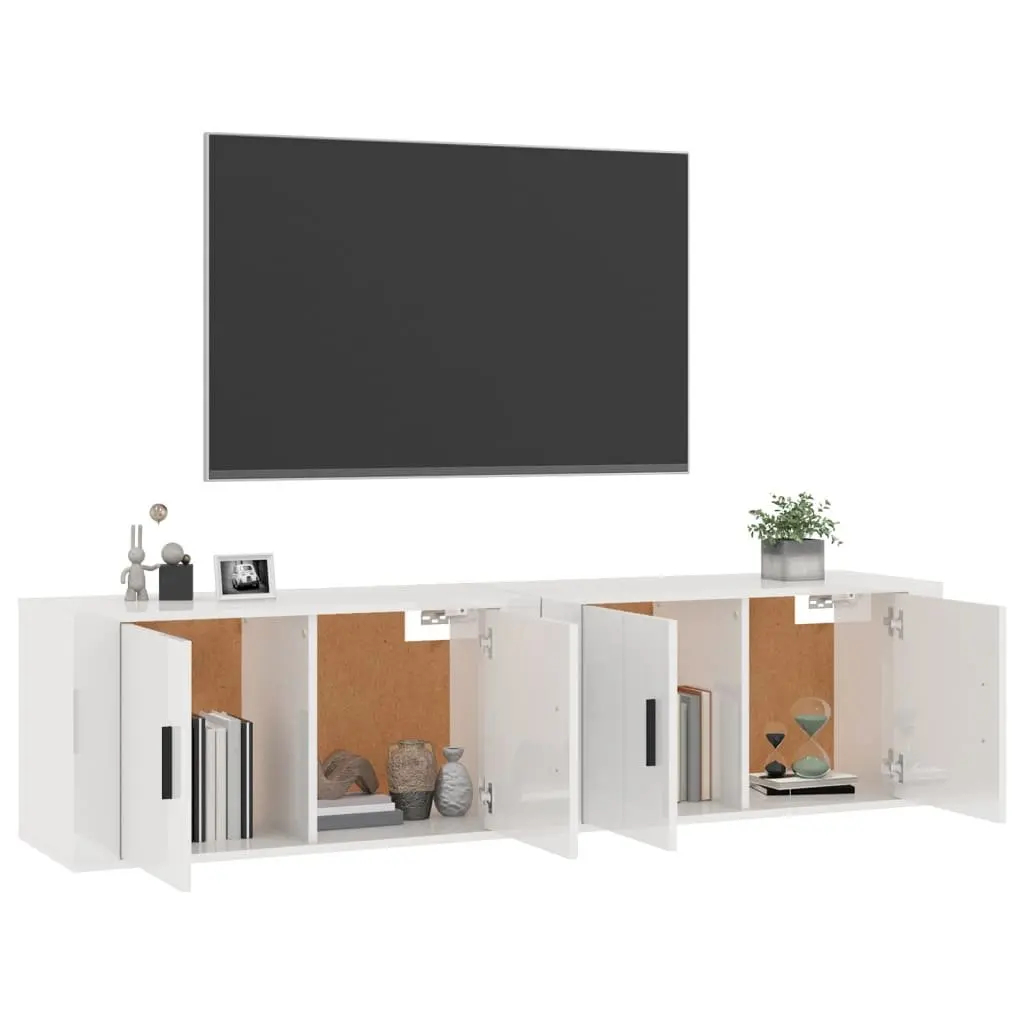 Wall-mounted TV Cabinets 2 pcs White Engineered Wood