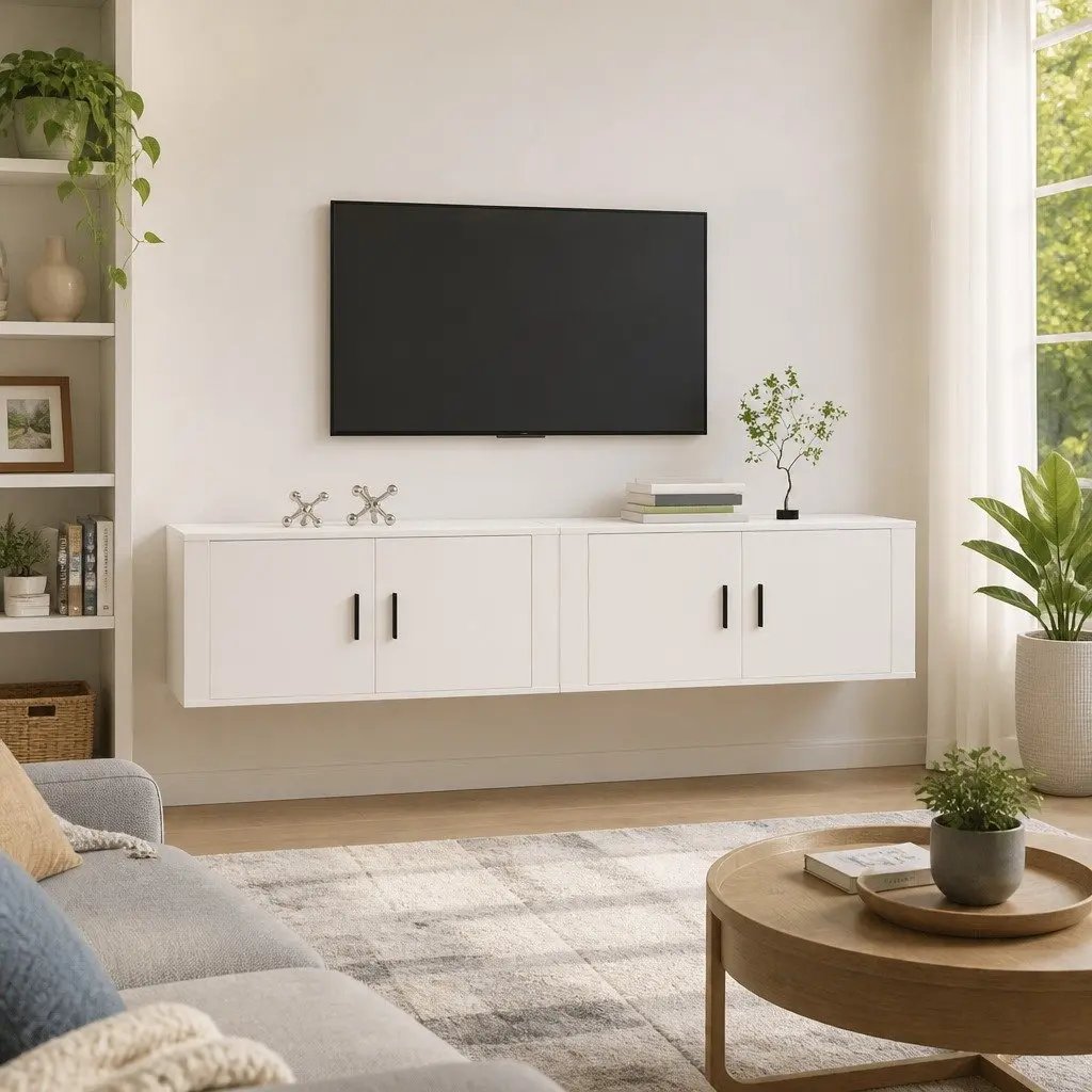 Wall-mounted TV Cabinets Engineered Wood 100 x 34.5 x 40 cm White 2 Piece