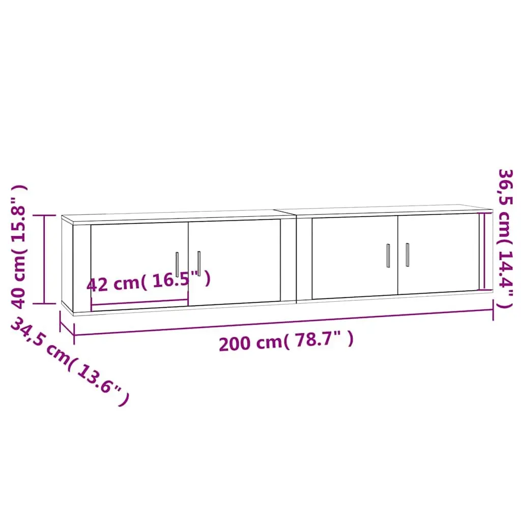 Wall-mounted TV Cabinets Engineered Wood 100 x 34.5 x 40 cm White 2 Piece