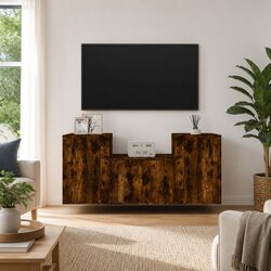 Stylish 3 Piece Wall-Mounted TV Cabinet Set in Brown