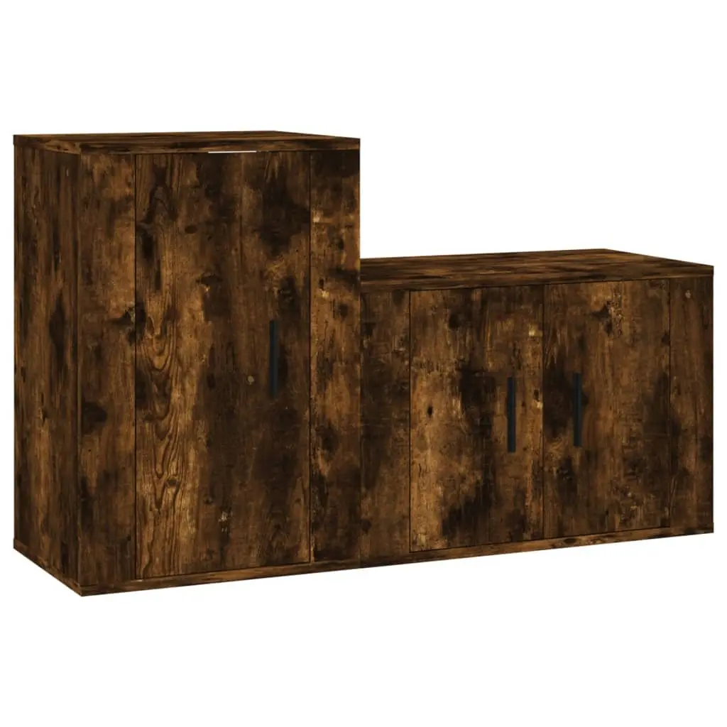 Wall-Mounted TV Cabinet Set in Brown