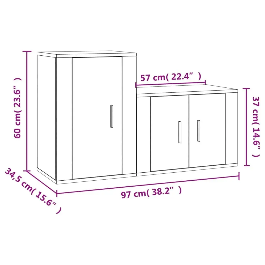 Wall-Mounted TV Cabinet Set in Brown