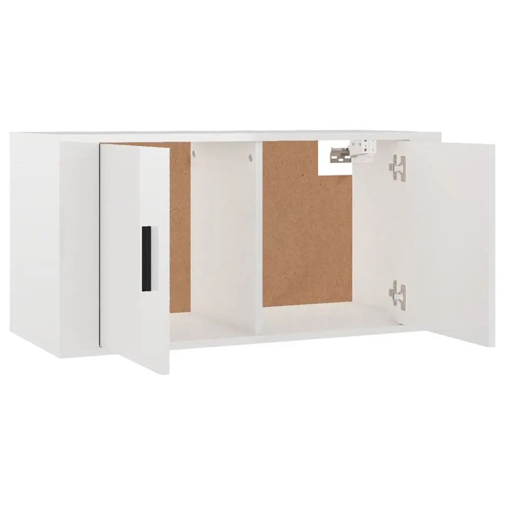 3 Piece TV Cabinet Set Engineered Wood Wall-Mounted High Gloss White