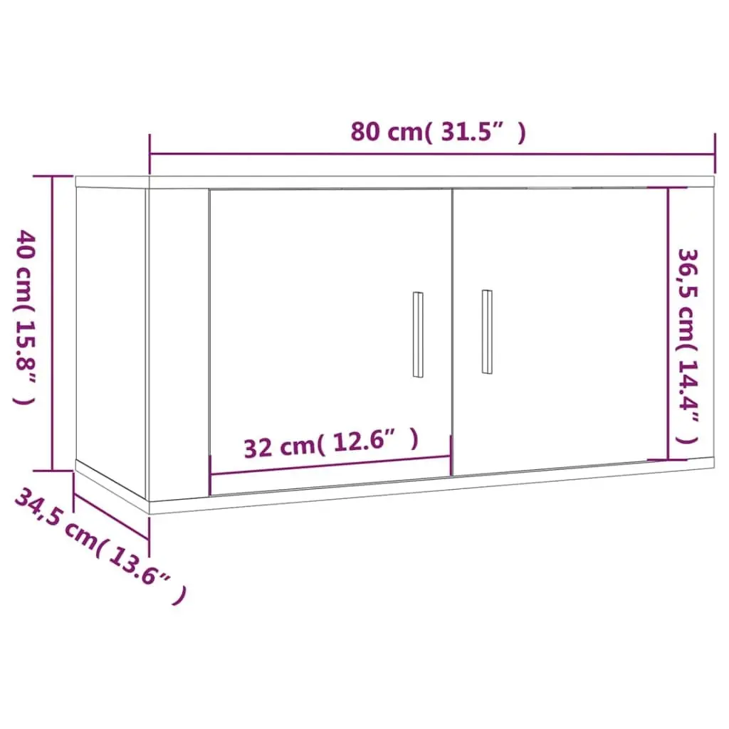 3 Piece TV Cabinet Set Engineered Wood Wall-Mounted High Gloss White