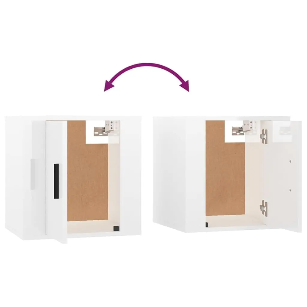 Wall-Mounted TV Cabinet Set 2 Piece High Gloss White Media Storage Units