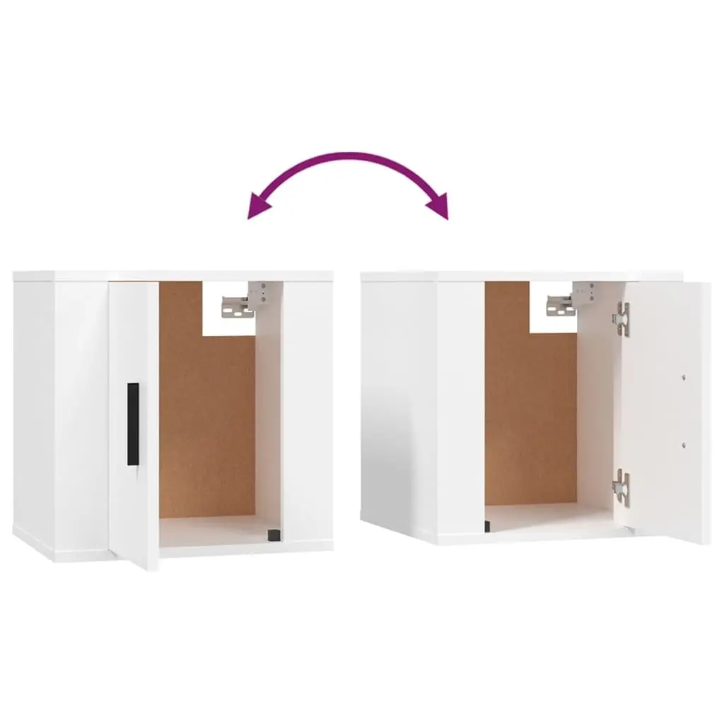 Wall Mounted TV Cabinet Set 4 Piece White Storage Media Unit Engineered Wood