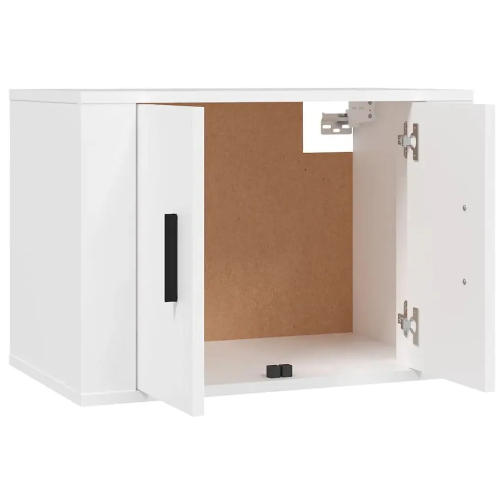 3 Piece White TV Cabinet Set Engineered Wood Wall-Mounted Media Storage