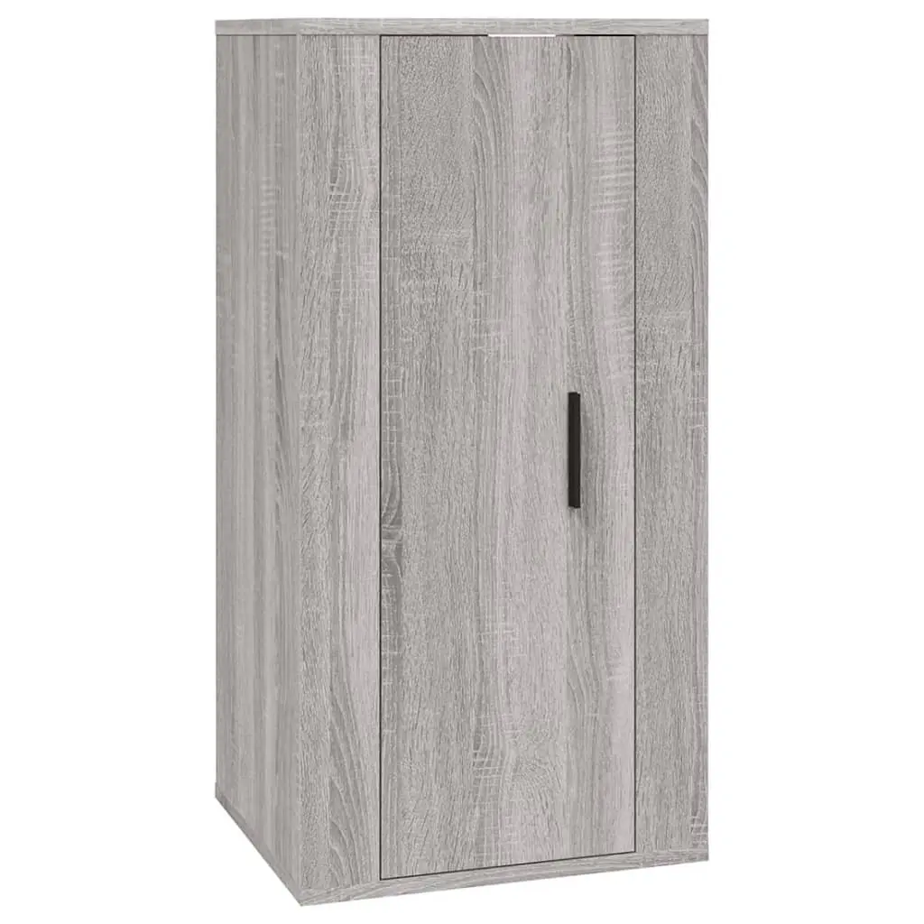 TV Cabinet Set 2 Piece Wall-Mounted Grey Storage Unit Engineered Wood