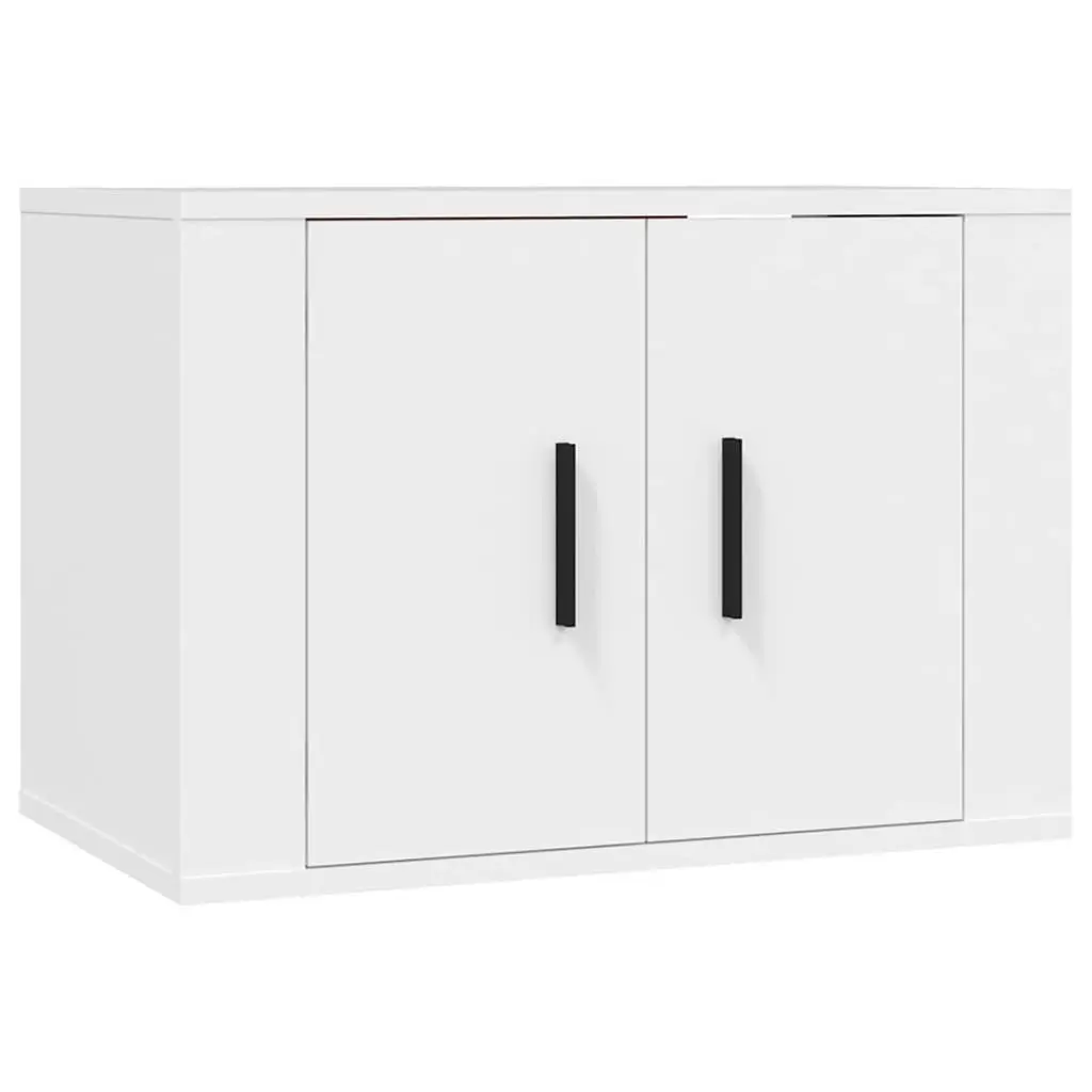 3 Piece White TV Cabinet Set for Wall Mounting
