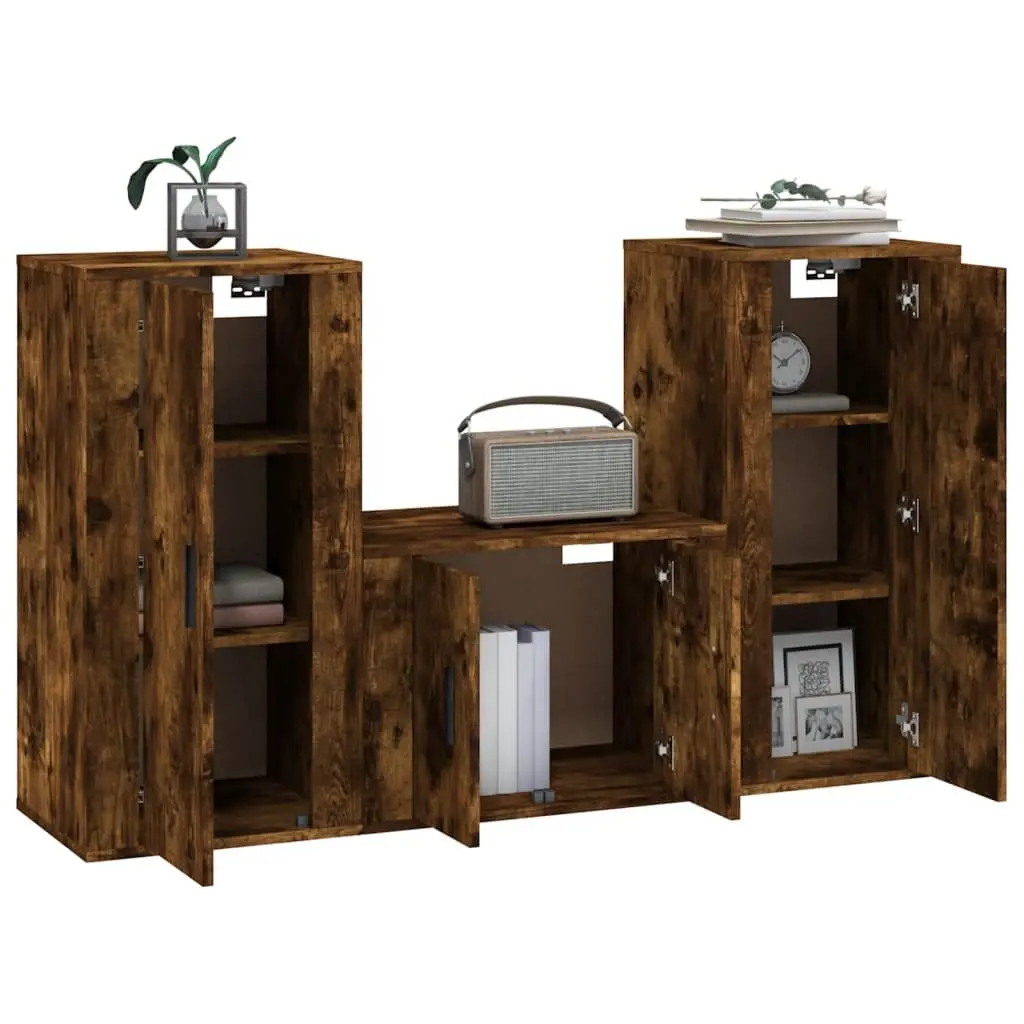 Engineered Wood 3 Piece Wall Mounted TV Cabinet Set