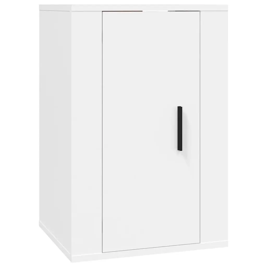 TV Cabinet Set Engineered Wood 4 Piece White Wall-Mounted Storage Unit