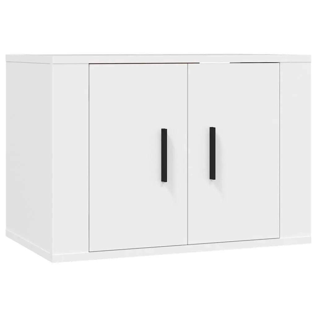 TV Cabinet Set Engineered Wood 4 Piece White Wall-Mounted Storage Unit