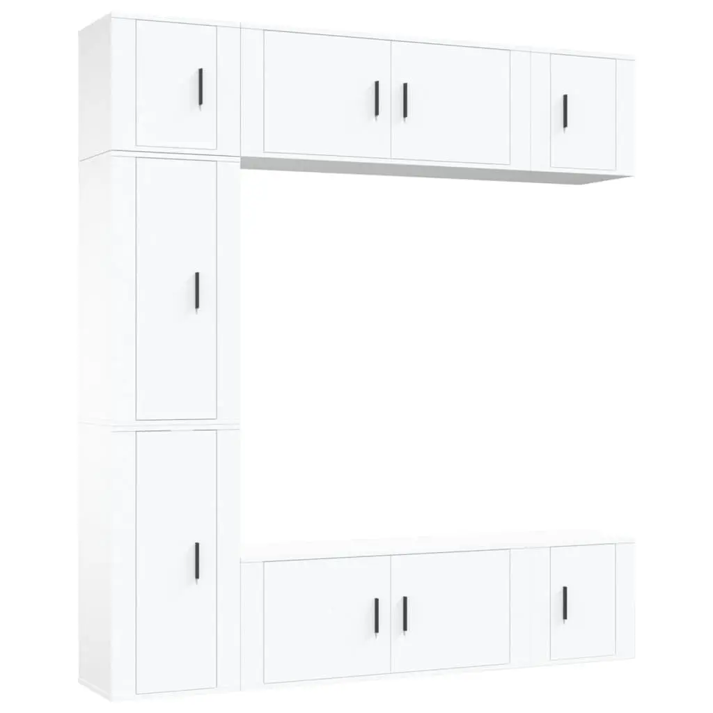 White 7-Piece Wall-Mounted TV Cabinet Set