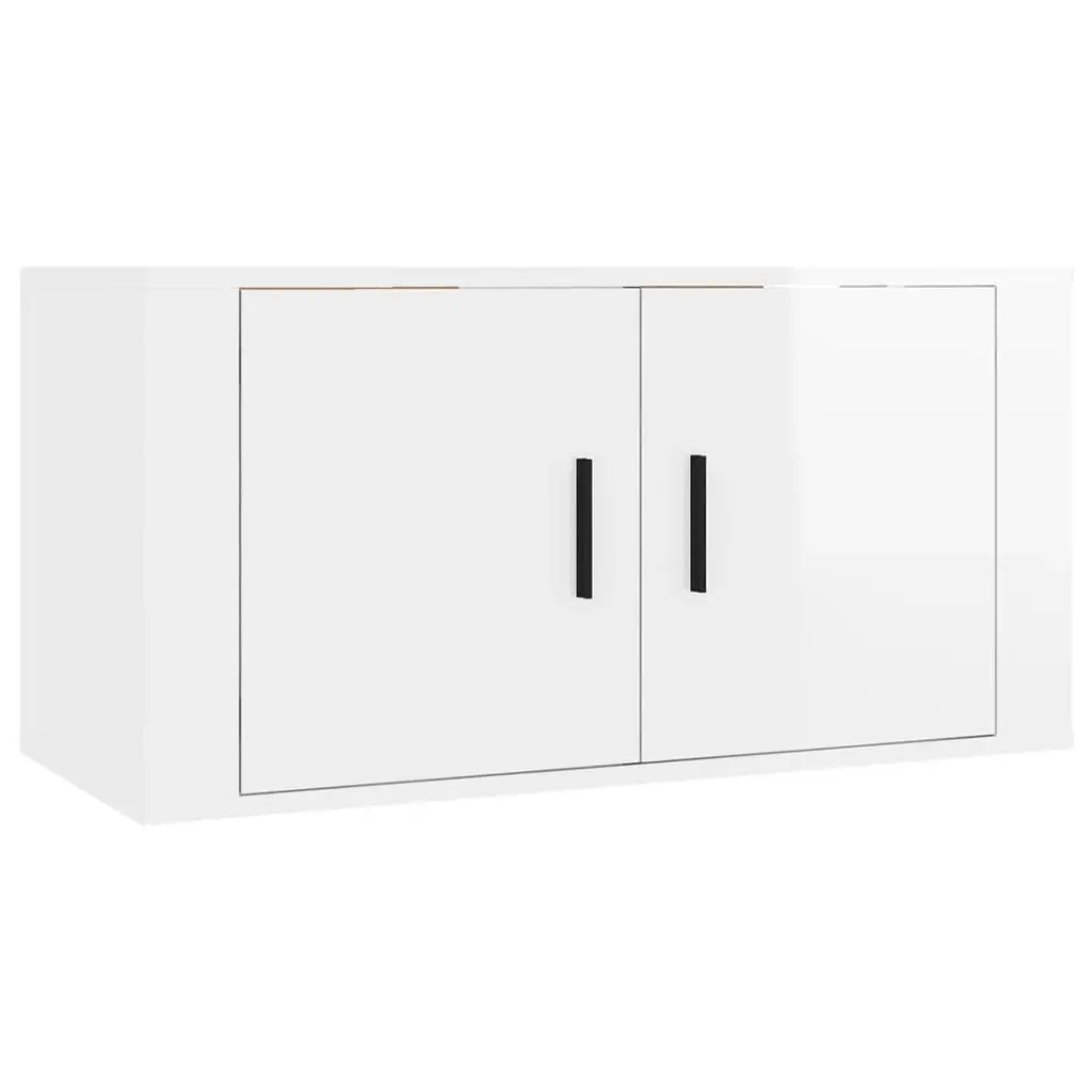 6-Piece White High Gloss Wall-Mounted TV Cabinet Set
