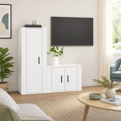 Stylish White Wall-Mounted TV Cabinet Set of 2
