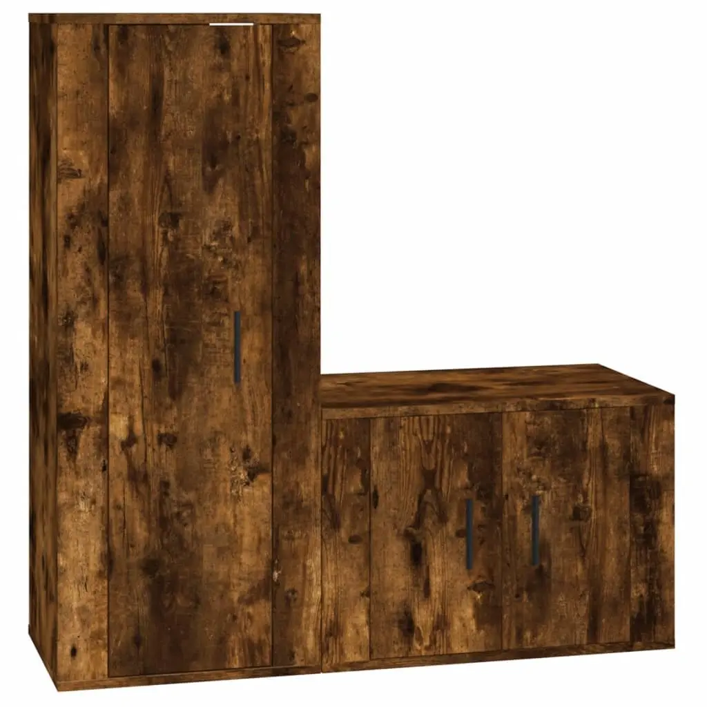 Wall-Mounted TV Cabinet Set in Brown
