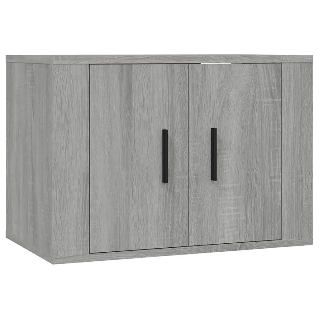 TV Cabinet Set Wall-Mounted Grey Media Storage Unit Engineered Wood 2 Piece