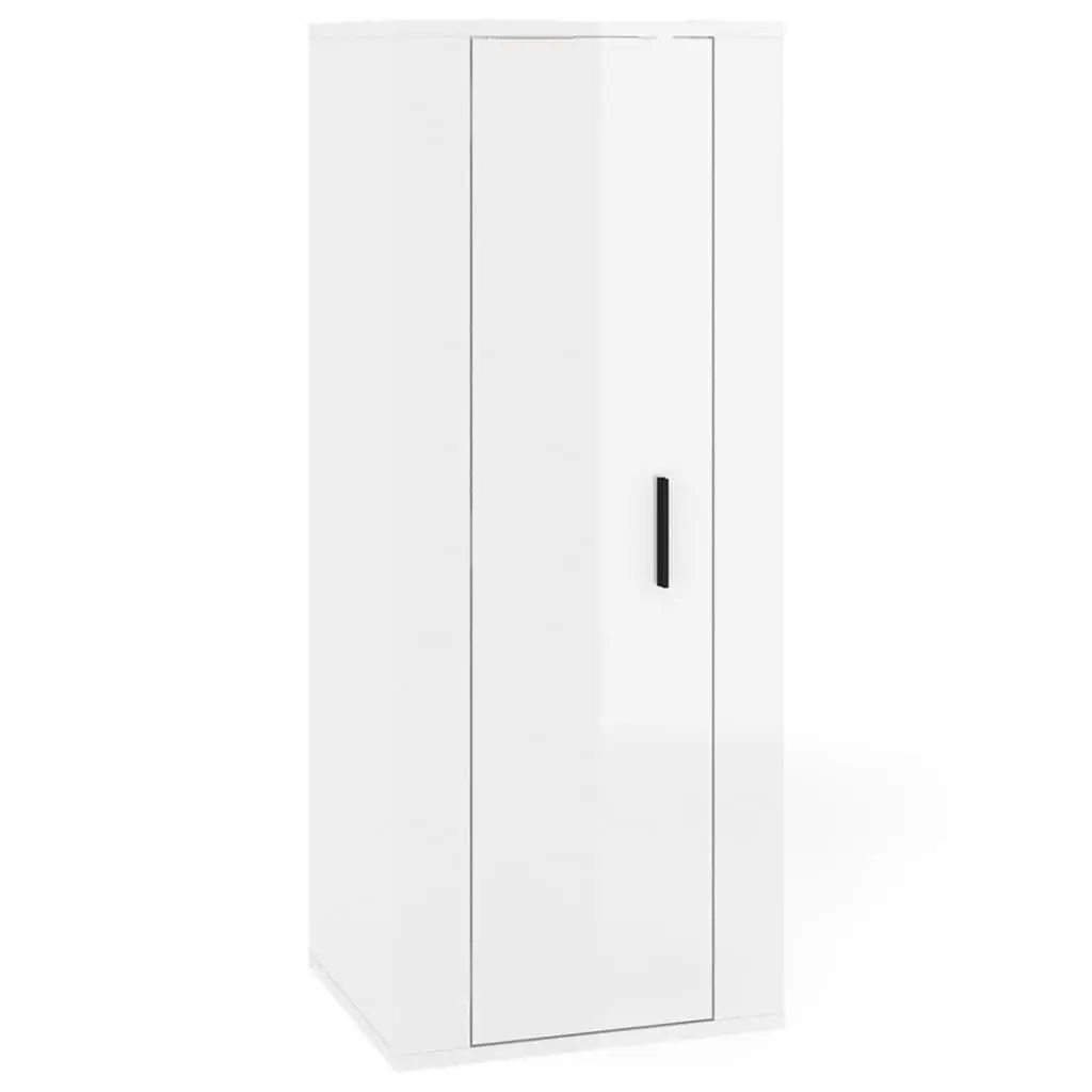 High Gloss White Wall-Mounted TV Cabinet Set