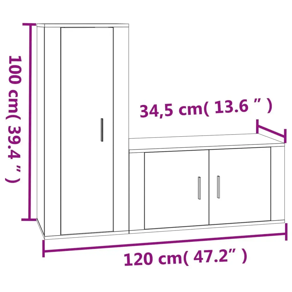 High Gloss White Wall-Mounted TV Cabinet Set