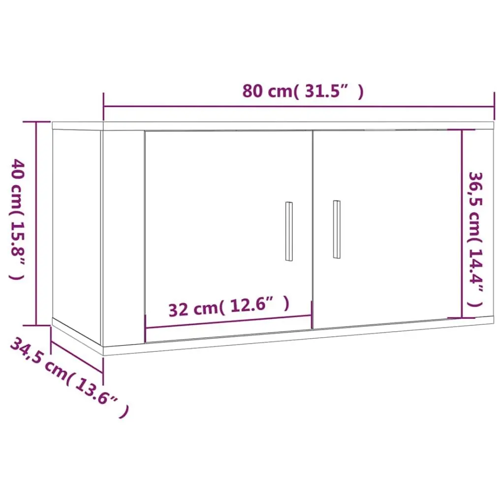High Gloss White Wall-Mounted TV Cabinet Set