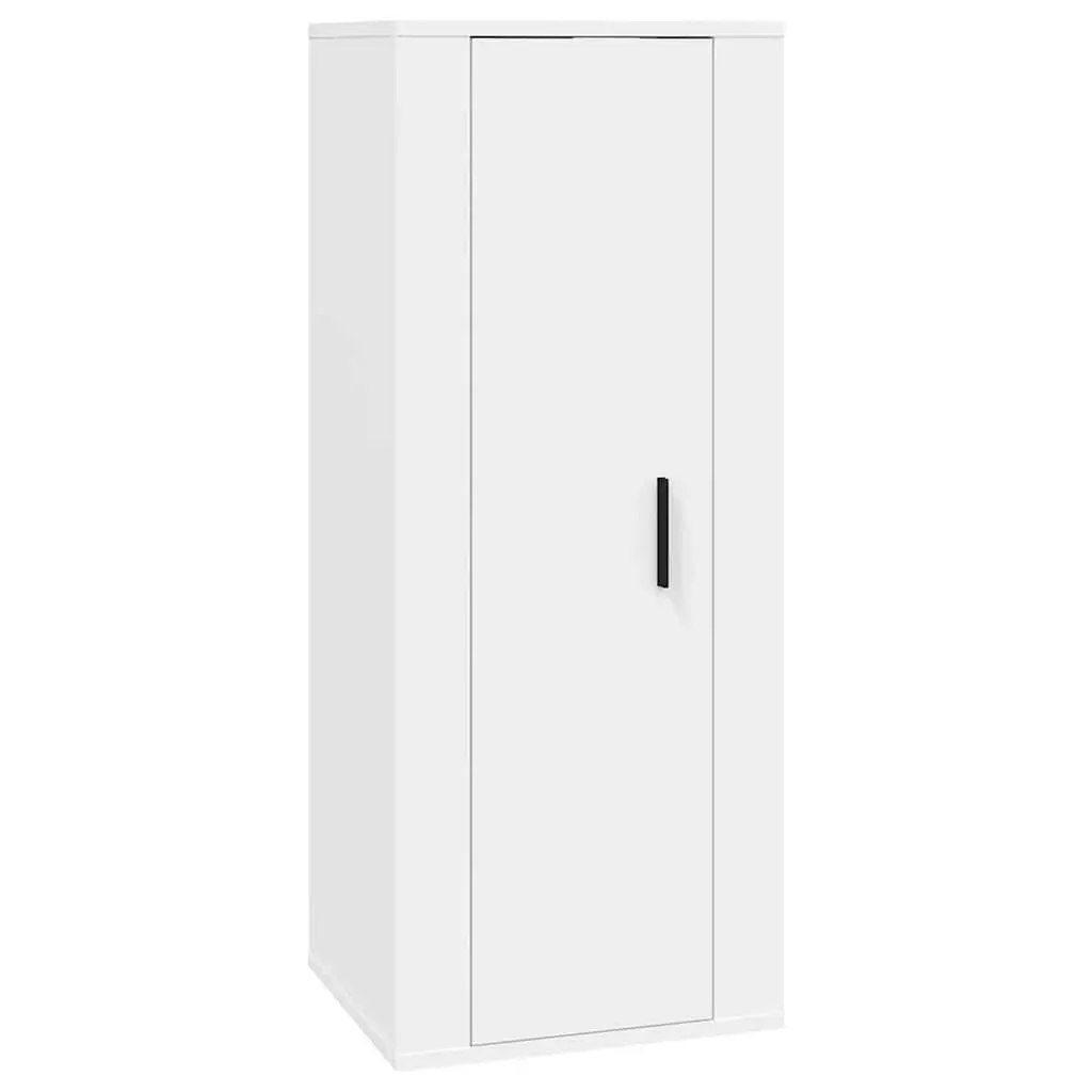 White Wall-Mounted TV Cabinet Set for Media Storage