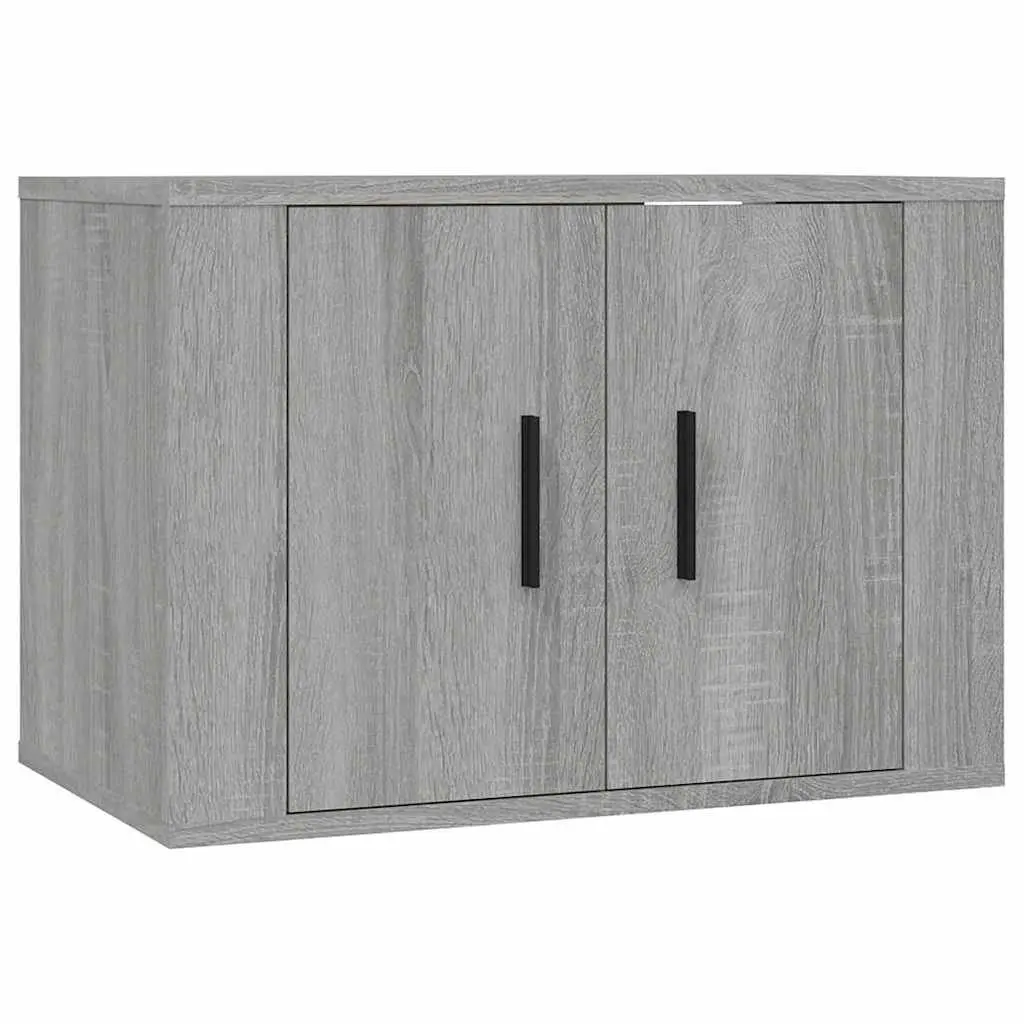 Wall-Mounted TV Cabinet Set 3 Piece Grey Engineered Wood Media Storage Unit