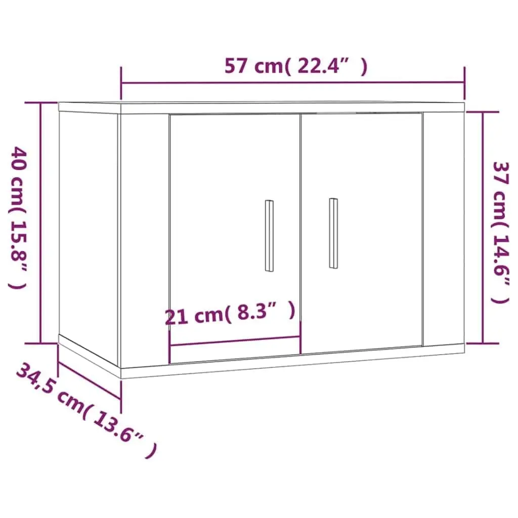 Wall-Mounted TV Cabinet Set 3 Piece Grey Engineered Wood Media Storage Unit