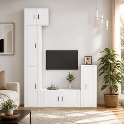 Stylish 5 Piece White TV Cabinet Set for Modern Spaces