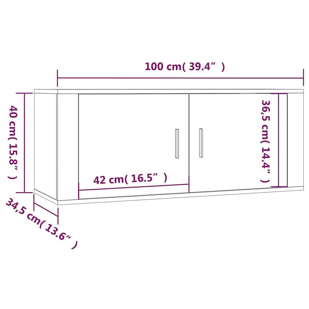 5 Piece TV Cabinet Set White Wall-Mounted Media Storage Unit Engineered Wood