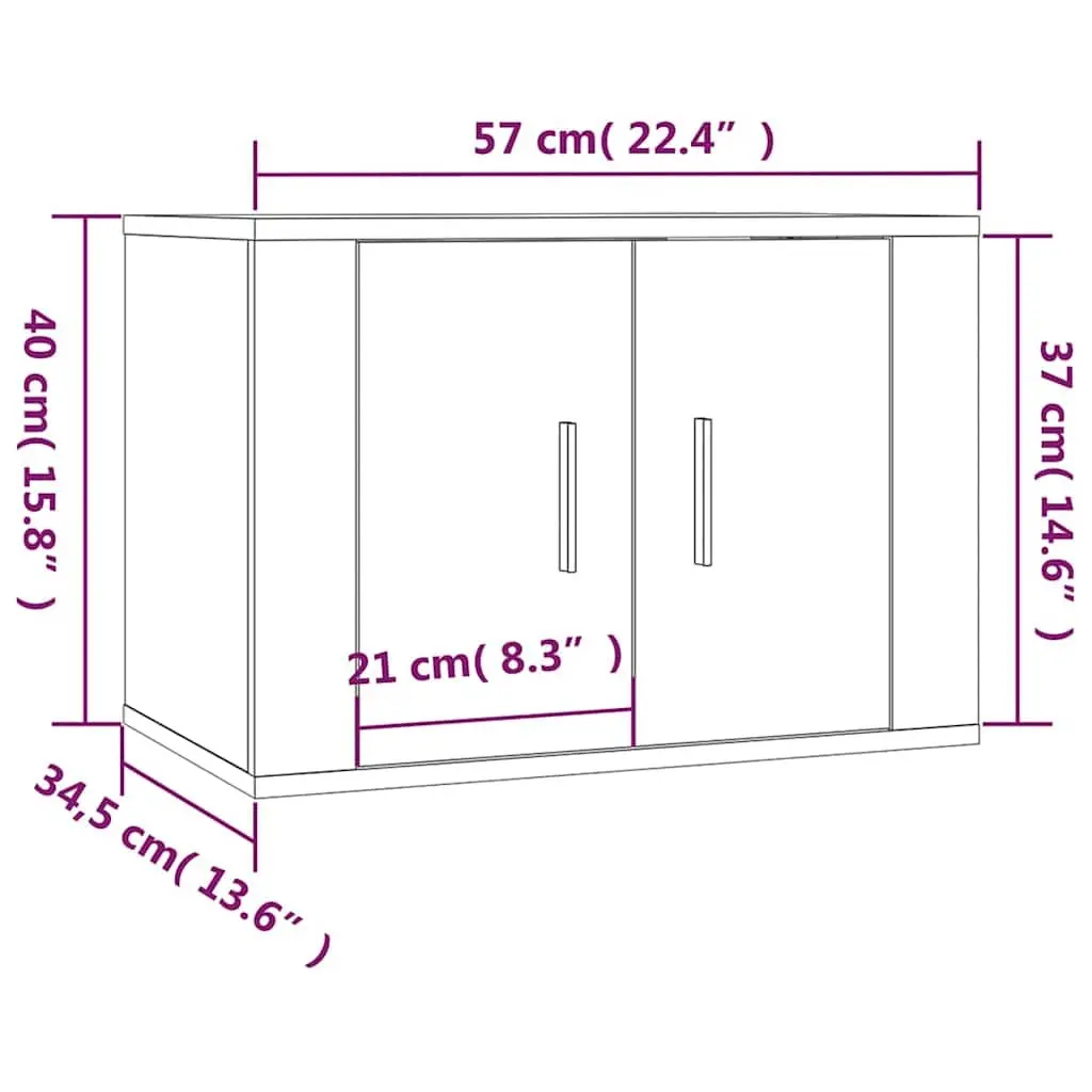 5 Piece TV Cabinet Set White Wall-Mounted Media Storage Unit Engineered Wood