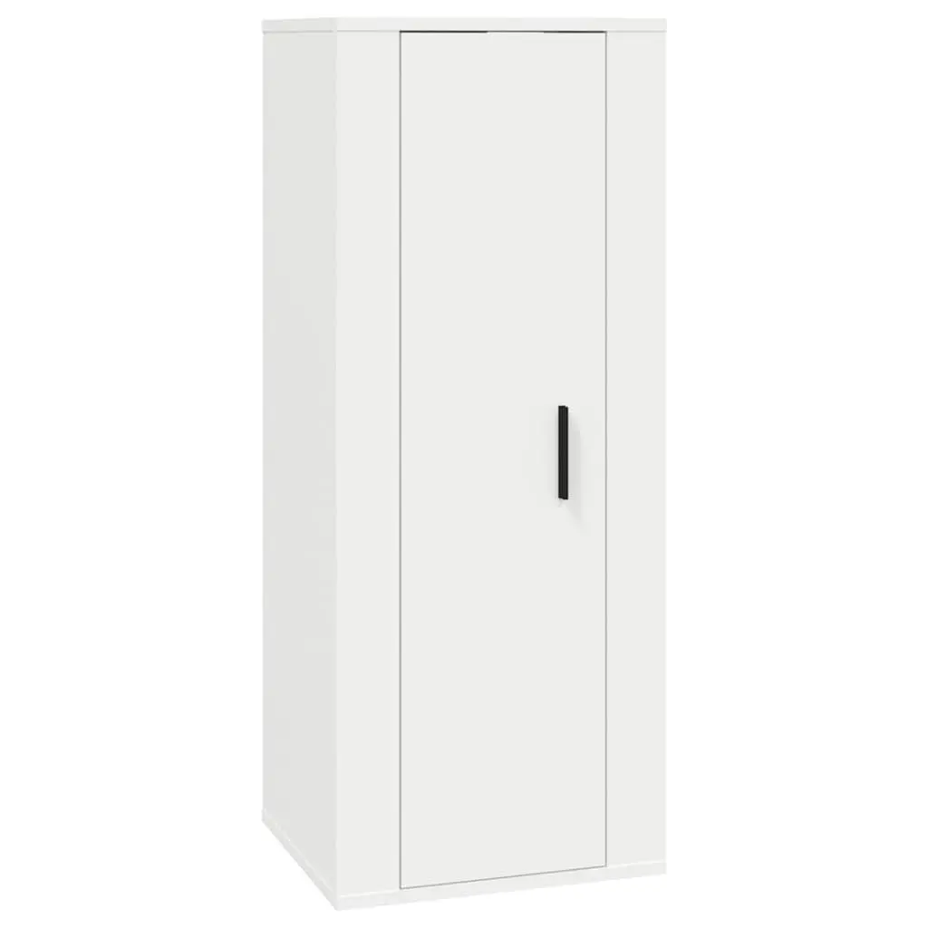 7-Piece White Engineered Wood TV Cabinet Set