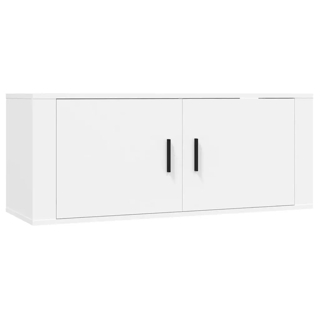 5 Piece TV Cabinet Set Engineered Wood Wall Mounted Storage Media Unit White