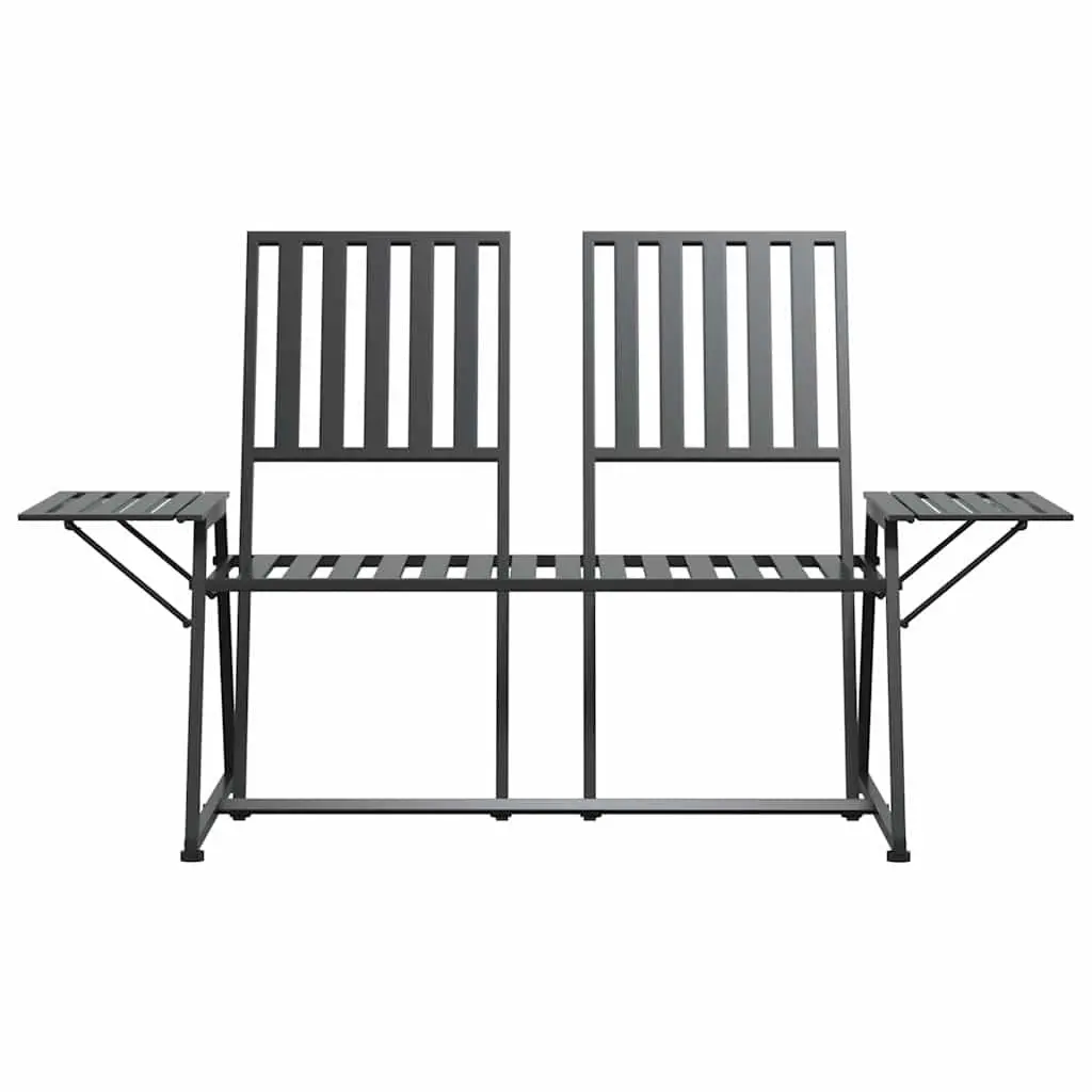 2-Seater Garden Bench Steel 165cm Black