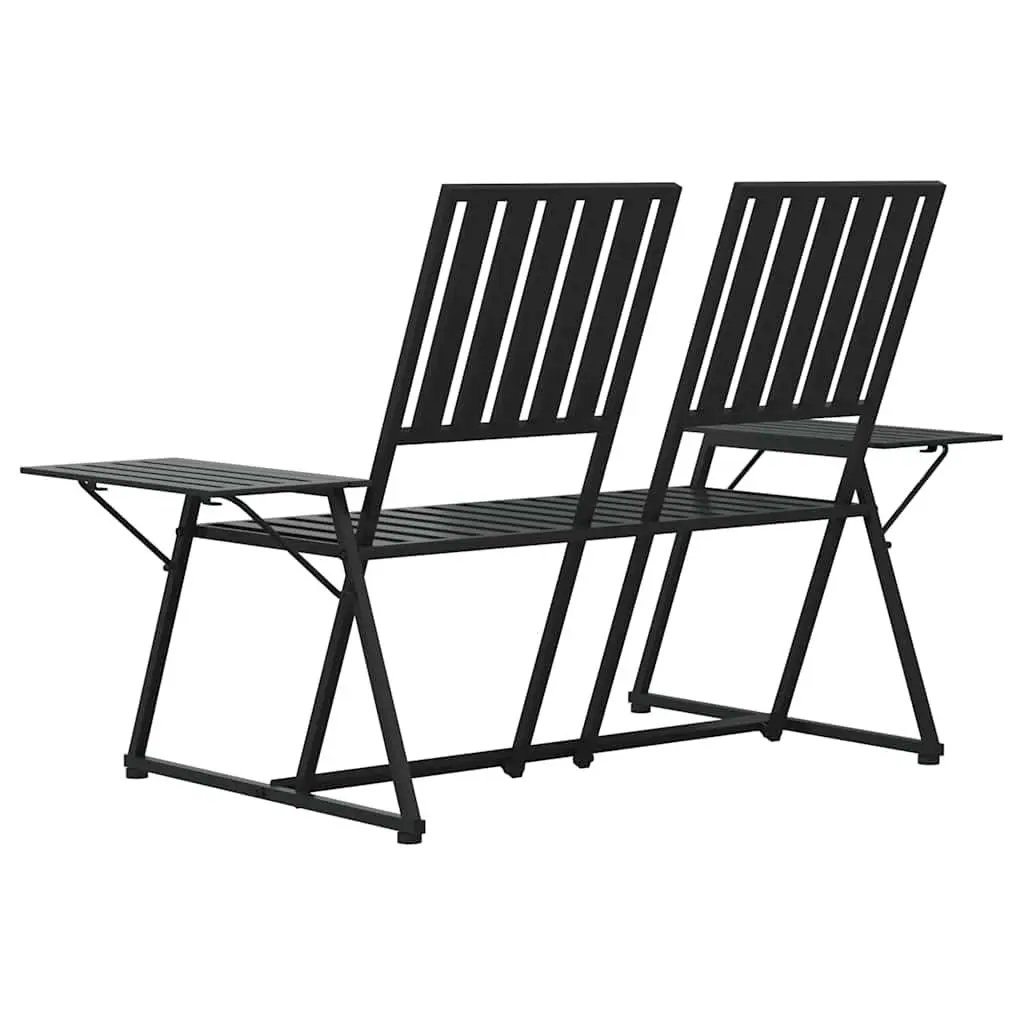 2-Seater Garden Bench Steel 165cm Black
