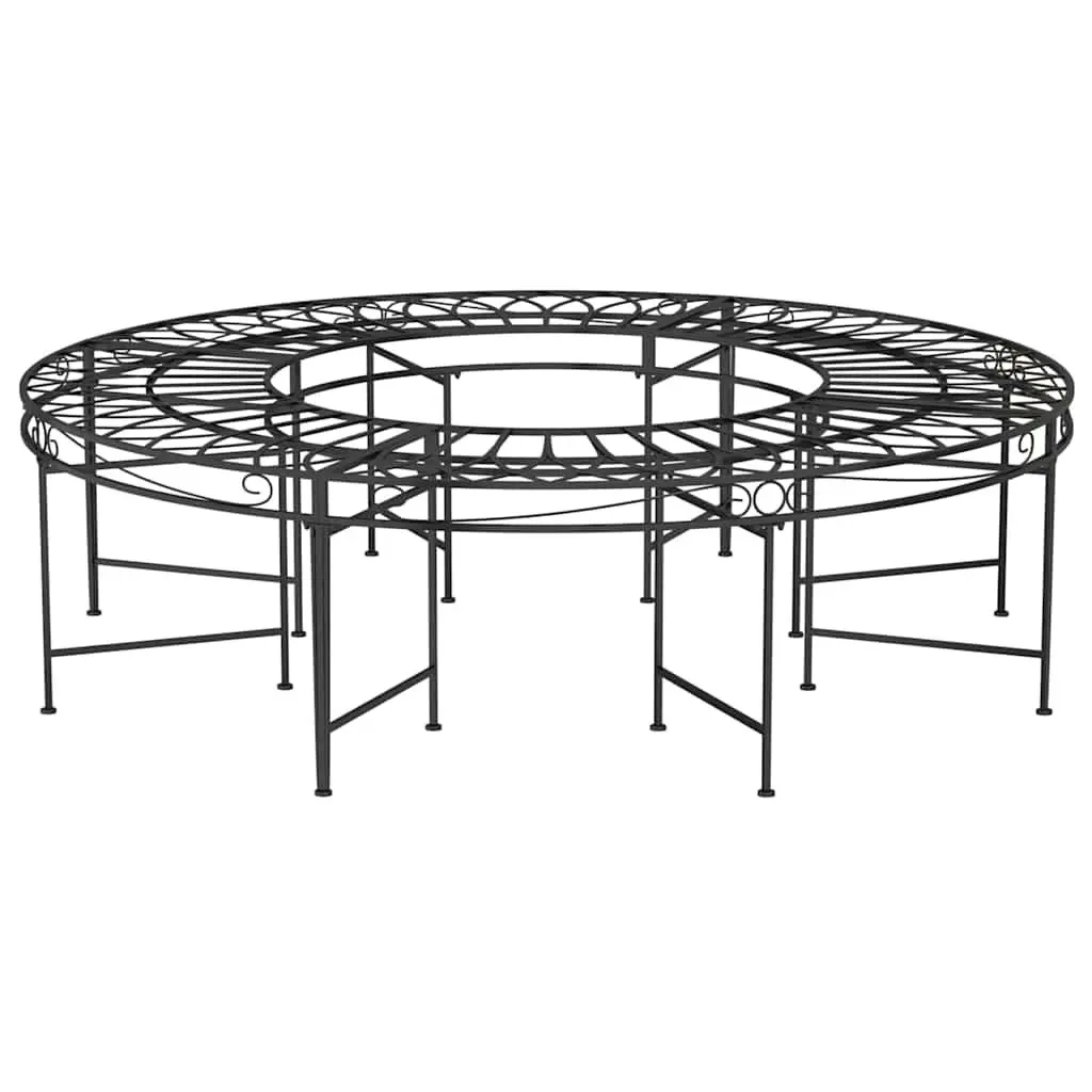 Round Bench Steel Ø160 cm Black