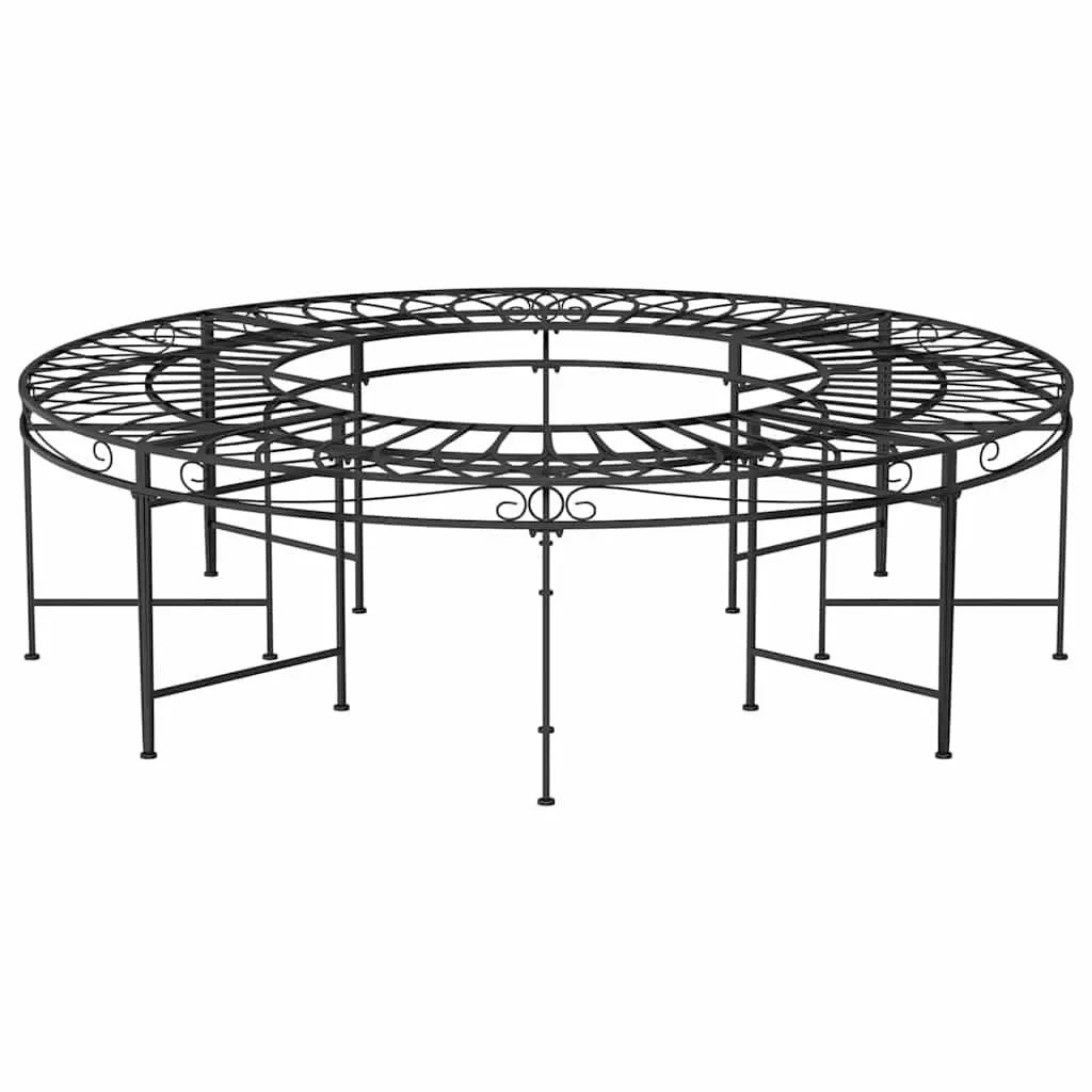 Round Bench Steel Ø160 cm Black
