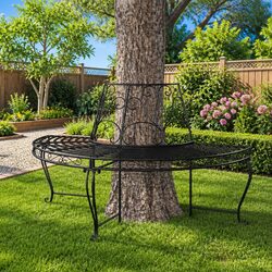 Durable Half Round Tree Bench for Outdoor Gatherings